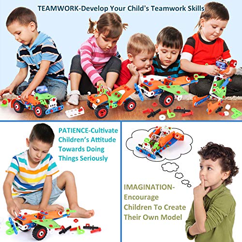 LUKAT STEM Toys, 165 Piece Learning Toys, Educational Construction Engineering Building Toys Set Gift for Ages 5 6 7 8 9+ Year Old Boys & Girls