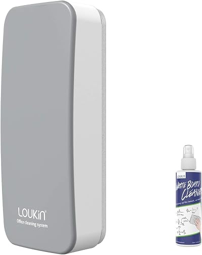 loukin Magnetic Whiteboard Eraser with Cleaner Included Gray