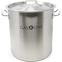 Gas One Stainless Steel Brew Kettle Pot 5 Gallon 20 Quart Satin Finish with lid/cover for Beer Brewing, Crawfish, Crab…