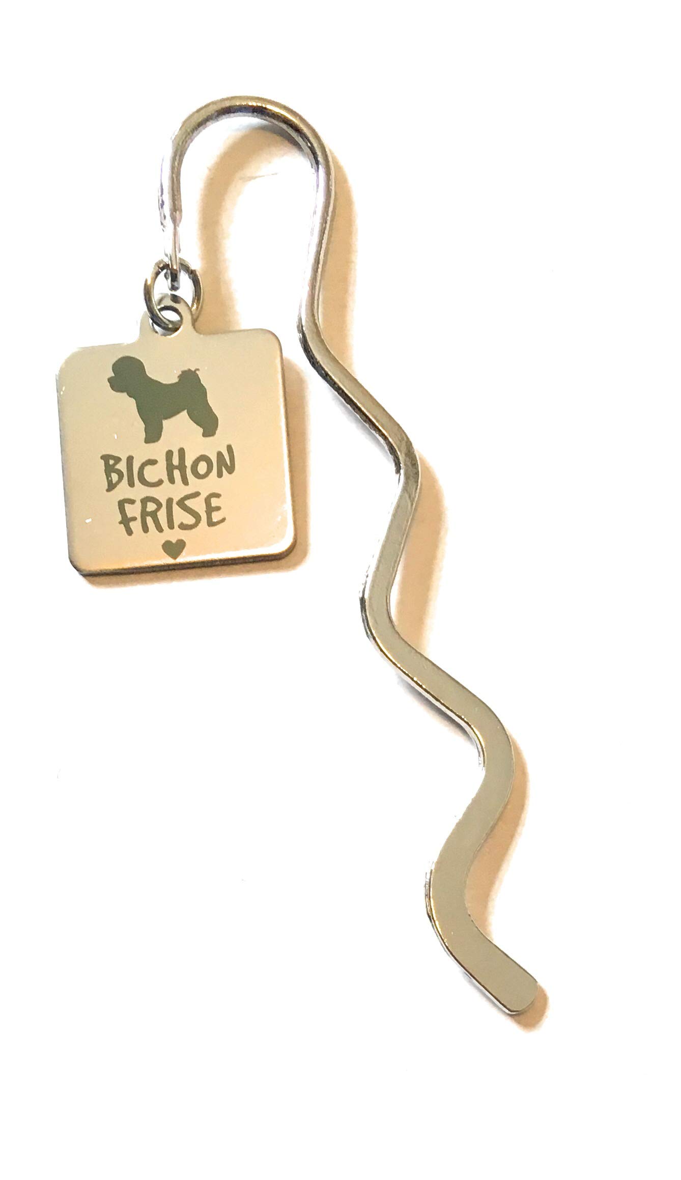 FizzyButton Gifts Bichon Frise Dog Puppy Stainless Steel Charm mini Bookmark in Gift Bag