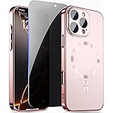 ZZYYQSL for iPhone 16 Pro Max Case with Privacy Screen Protector, Magnetic Case iPhone 16 Pro Max Built-in Camera Cover, Glossy Luxury Color Phone Cases for 16 Pro Max Women & Girls, No Fading-Pink