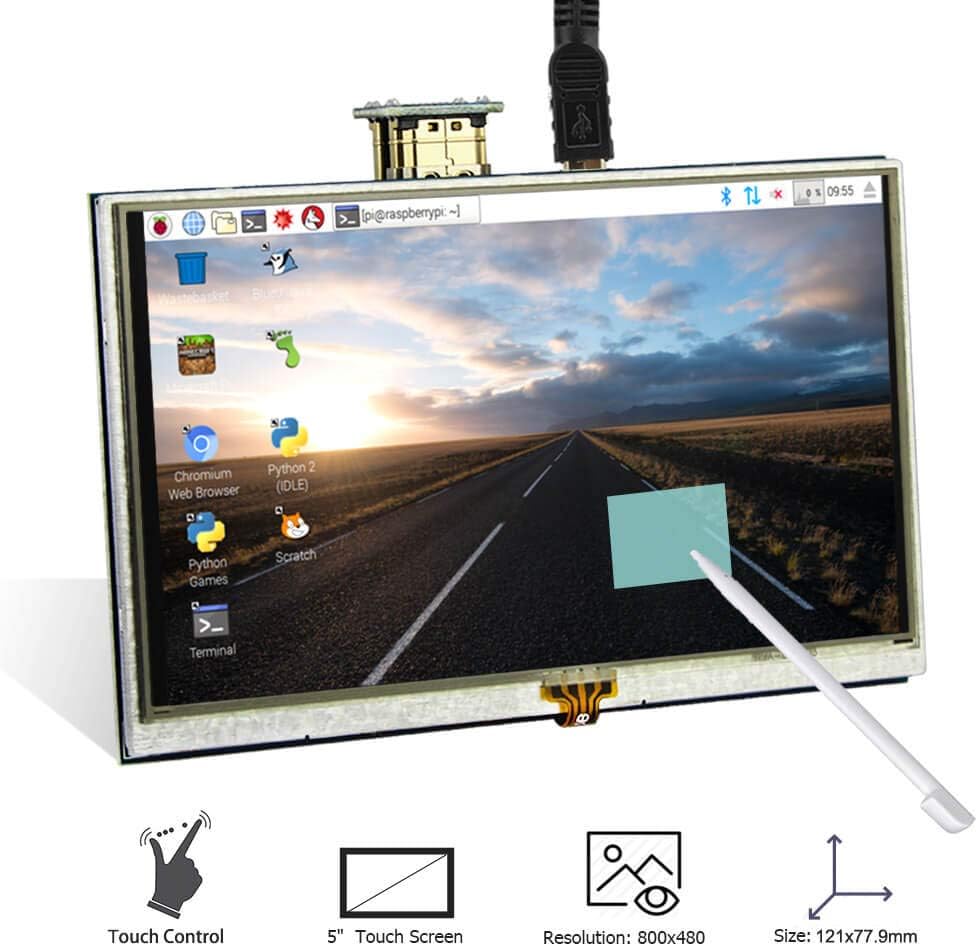 ELECROW 5-inch Resistive Touch Screen Small Monitor 800x480 TFT LCD Dispaly Mini Monitor Compatible with Raspberry Pi 5/4/3/2/Zero - Image 3