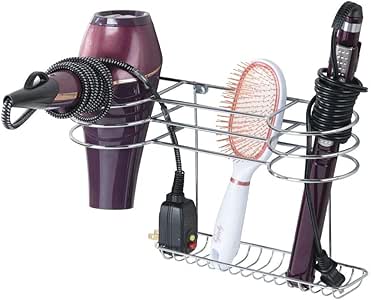 mDesign Soporte para secador de pelo para colgar en la pared – Ideal