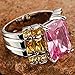 Psiroy 925 Sterling Silver Plated Simulated Pink Topaz Knuckle Wide Band Ring Size 9