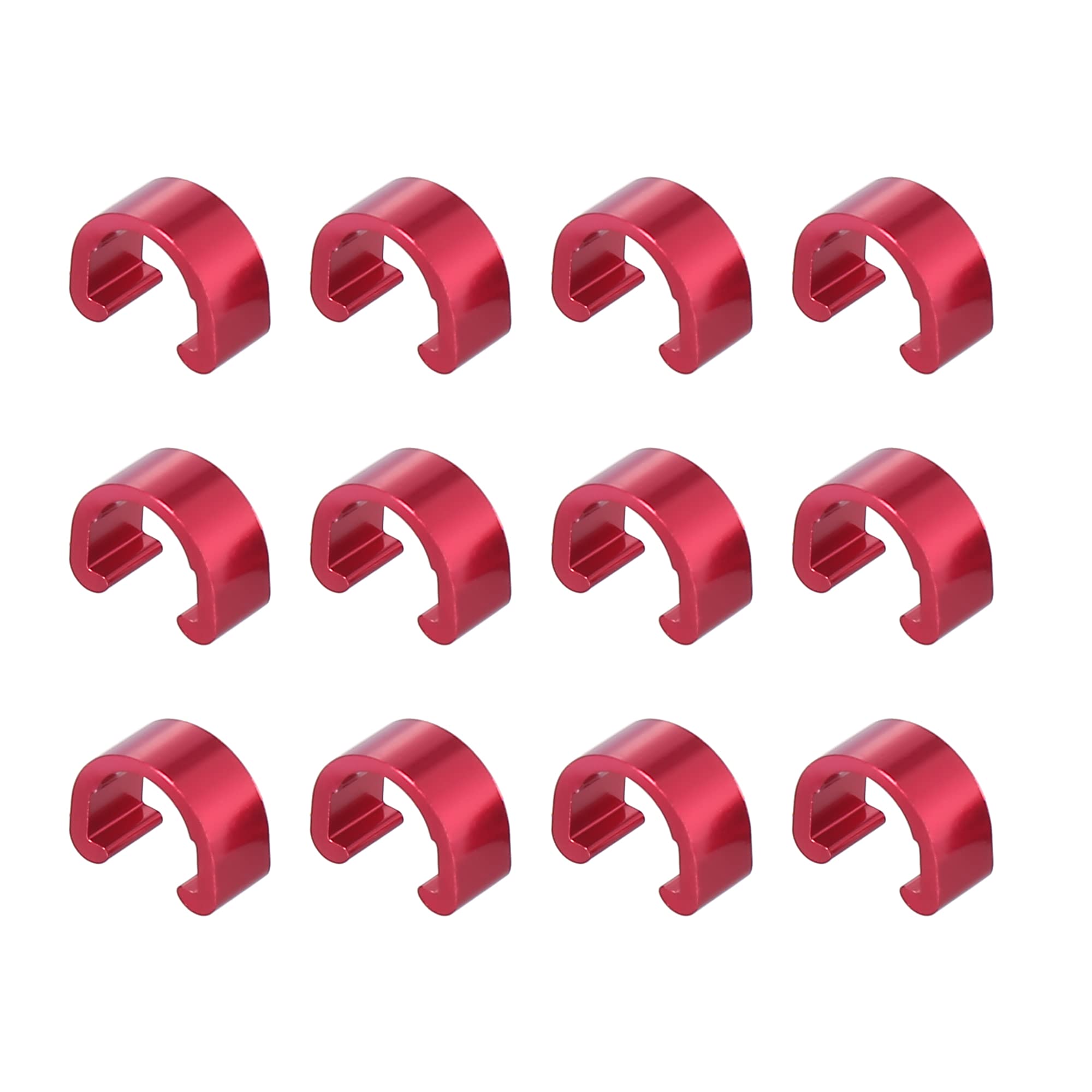 X AUTOHAUX 12pcs Bicycle Brake Cable Clip C Style Clamp Aluminium Alloy Red