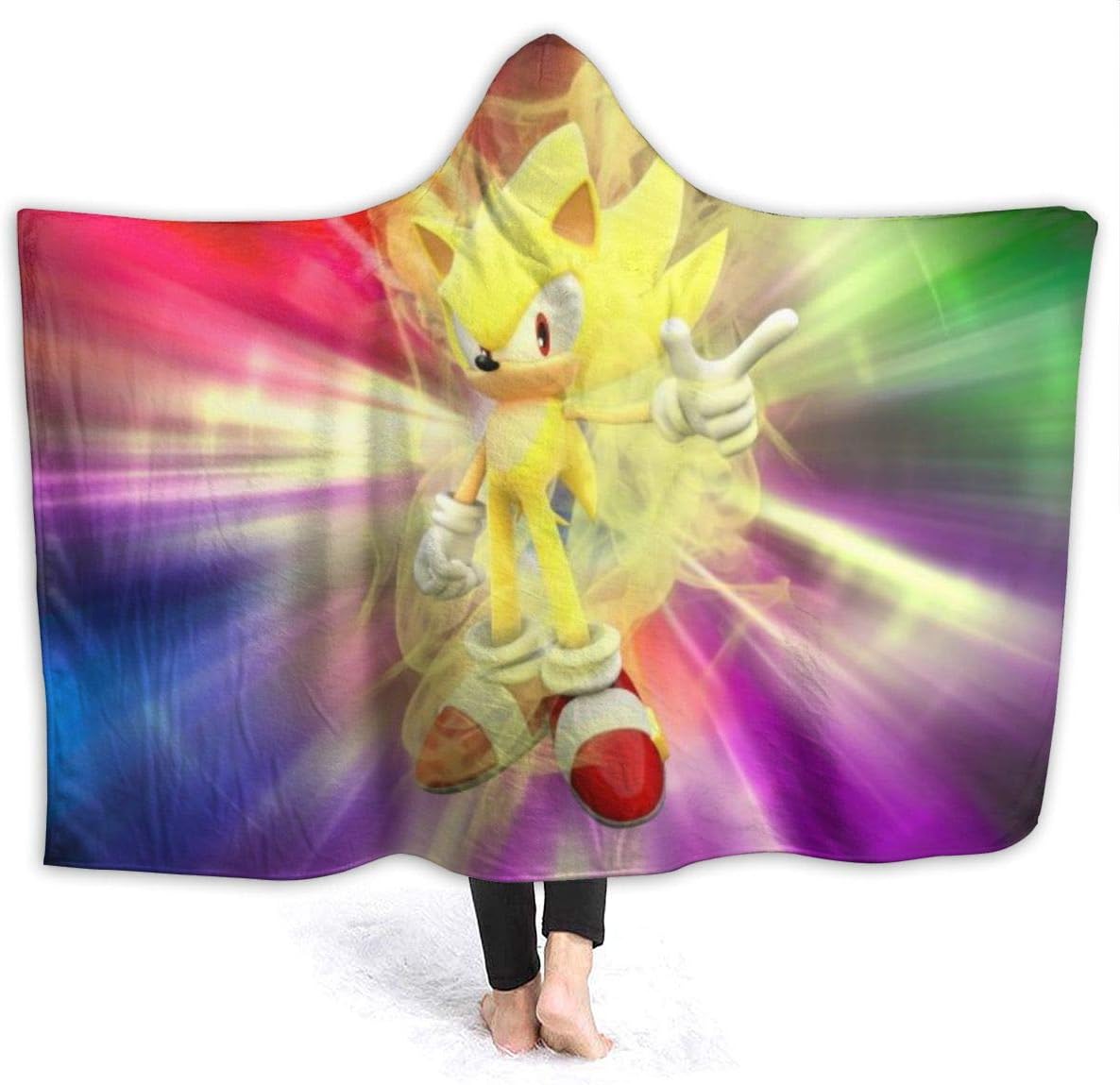 Fall Wearable Blankets for Kids Toddler, Super Sonic Rainbow Supernova Art Hooded Blankets, Office, Soft Flannel Plush Blanket, 80 x 60 inch