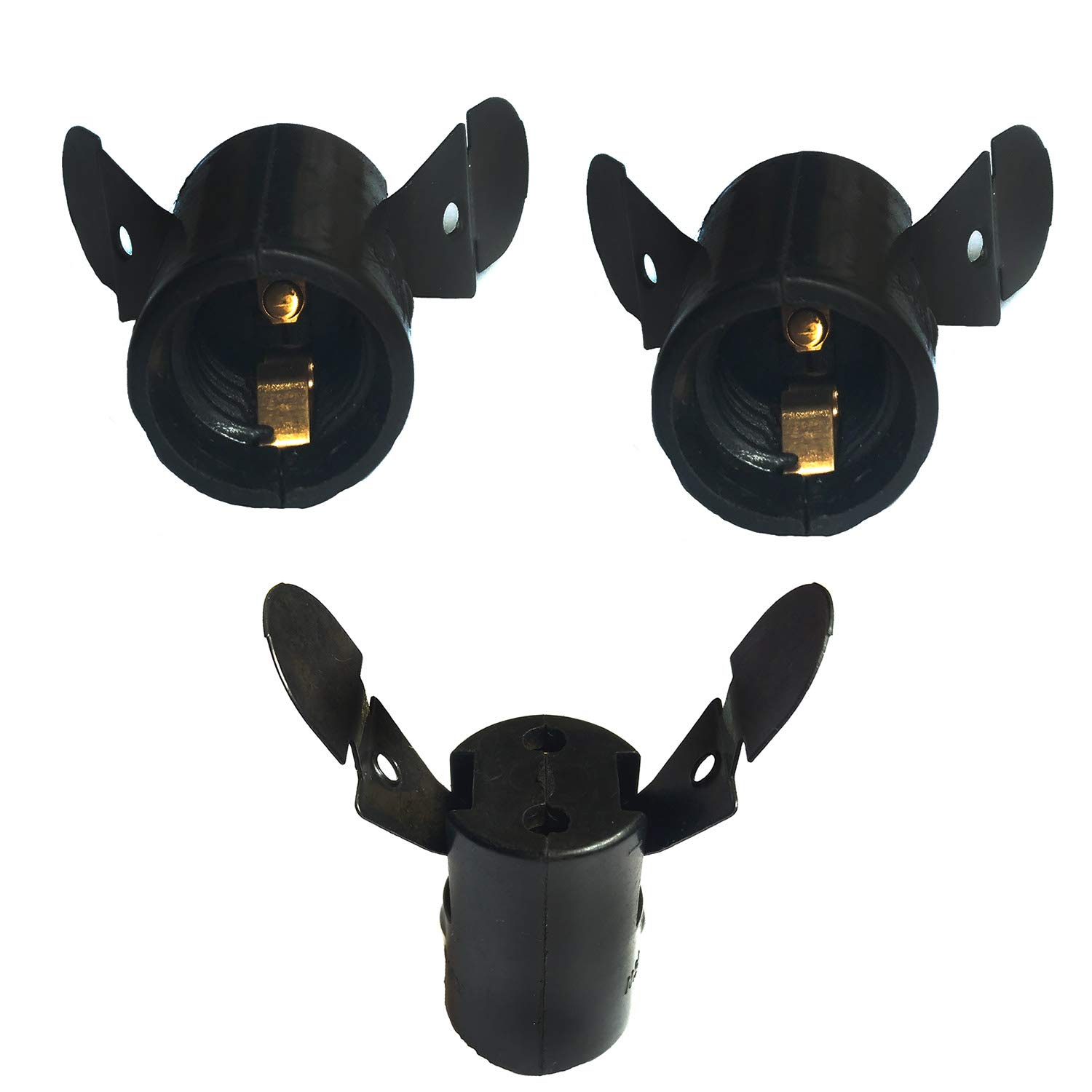 E14 Small ES socket,FINELED Black 3-Pack E14 Lamp Holder Light Socket,Black (Butterfly clip)