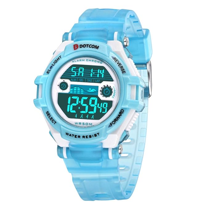 Jungen Mädchen Uhr, Freizeit Sport Digitaluhr 50 Meter Wasserdichte Schwimmen Kinderarmbanduhr mit Zeit, Datum, Warnung, Bunt