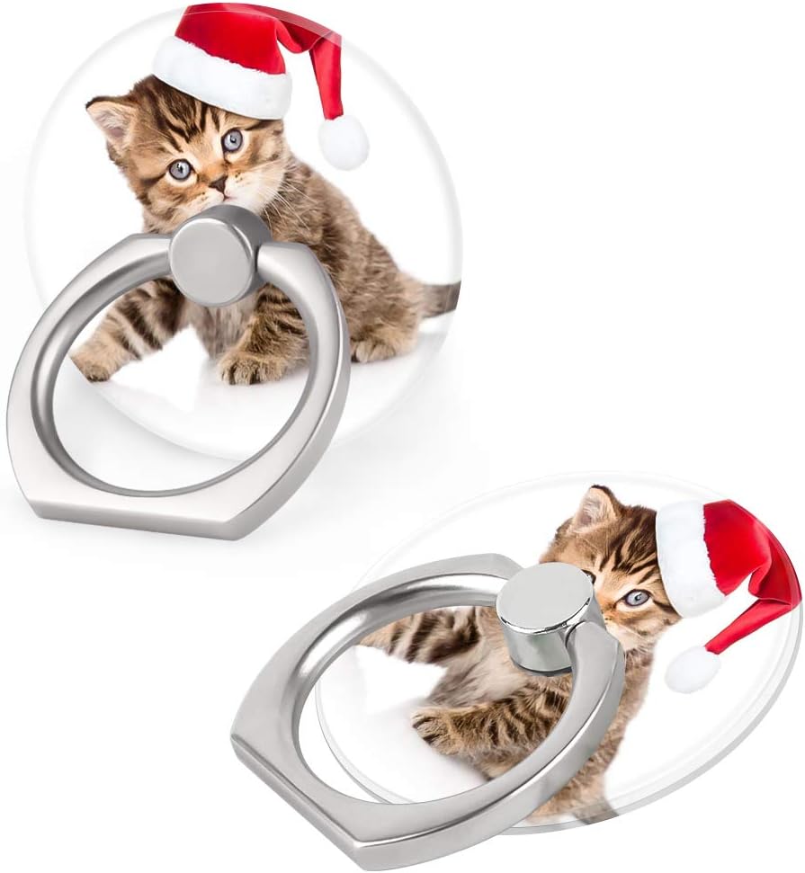 Christmas Cat Finger Ring Grip Phone Ring Stand Holder 360 Degrees Rotating Metal Stand for All Mobile Phones, iPhones, Tablets and iPads