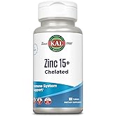 KAL Zinc 15mg Plus Betaine HCl and Trace Minerals, 100 Tablets | Zinc Supplements for Men and Women - Immune Support, Cellular Function, Skin Health Support - Vegan, Gluten Free