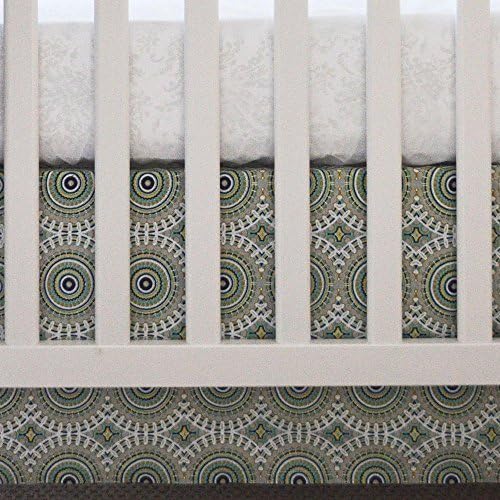 Oliver B Crib Skirt Nursery Bedding, Navy/Grey/Gold, Pinwheel – 100% Cotton – 26” x 51” with 14” Drop
