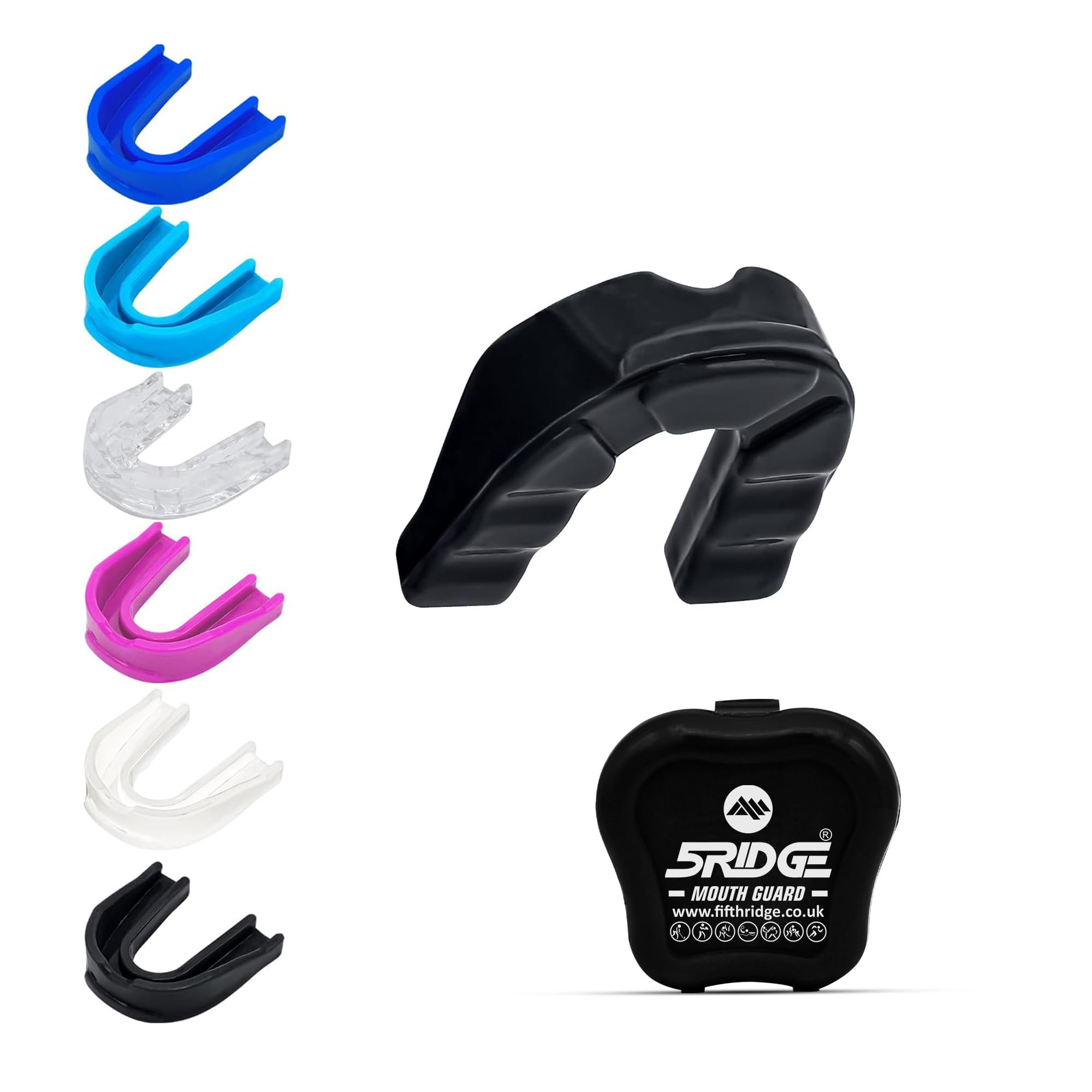 Mouth Guard - Slim Fit Sports Mouth Guard with Case - Gum Shield for Protection in Contact Sports - Durable Boxing, MMA, Judo, Karate, Rugby, Hockey, Football Mouthguard (Black, Youth Under 10)