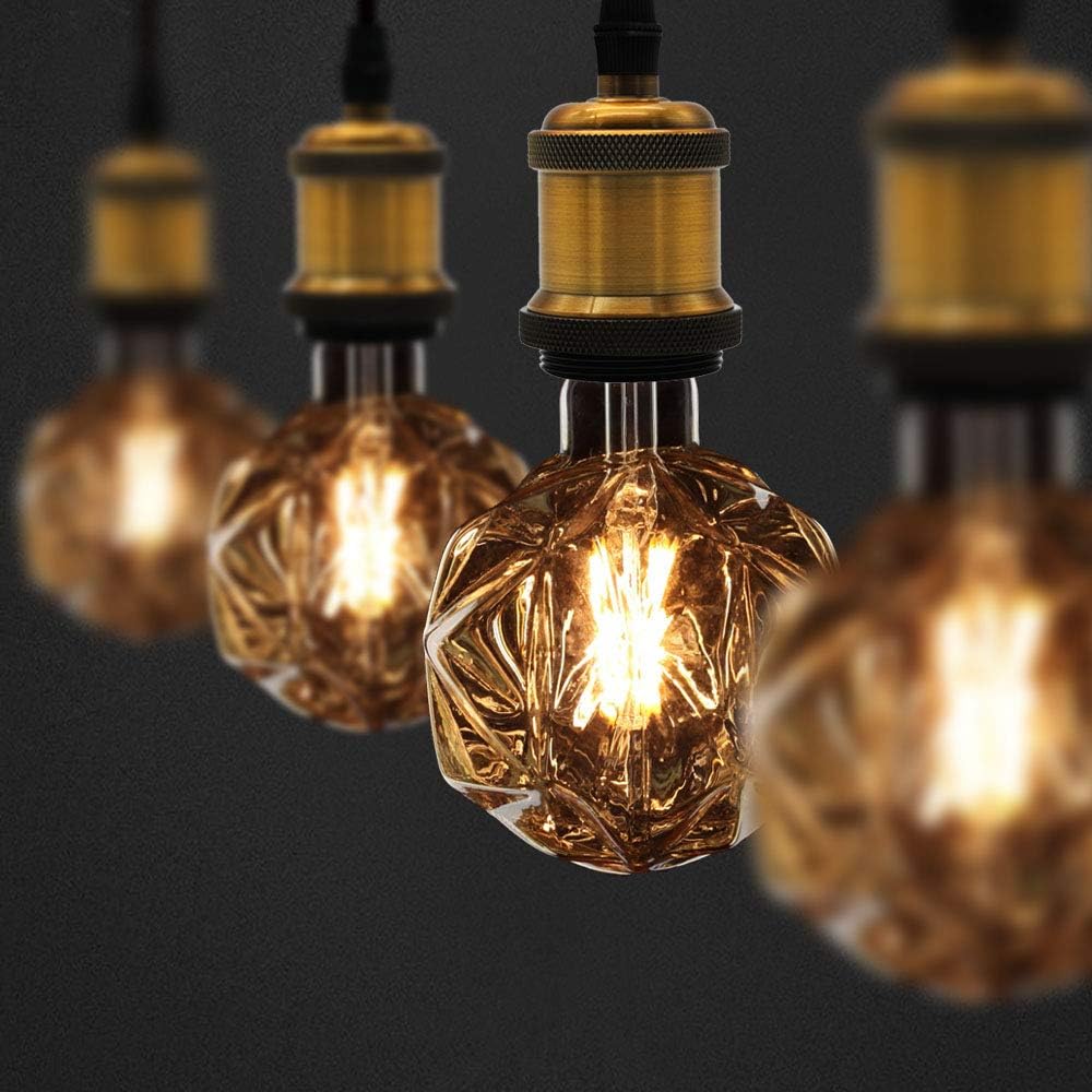 Tianfan LED Bulbs Vintage 4W Warm White 2500Kelvin Big Globe Crystal Led Bulb 220/240V Edison Screw E27 Base Specialty Decorative Light Bulb G125 (Lotus) - Image 3