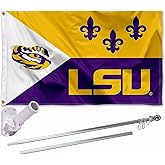 Louisiana State LSU Tigers Acadian Flag with Pole and Bracket Kit