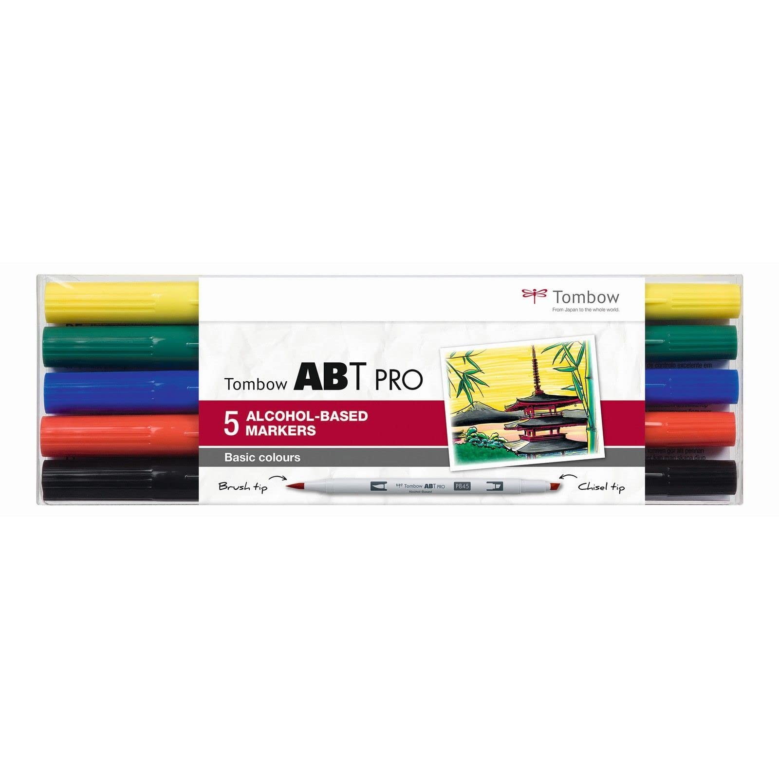 Tombow ABT PRO Alcohol-based Marker Pens Set of 5 - Basic Colours