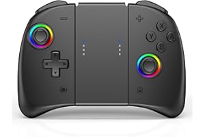 Switch Controllers,RREAKA Switch Joypad for Nintendo Switch/OLED, RGB 8 Color Adjustable Light Switch Controllers with Turbo/Vibration/6-Axis Gyro/Wake-up Function