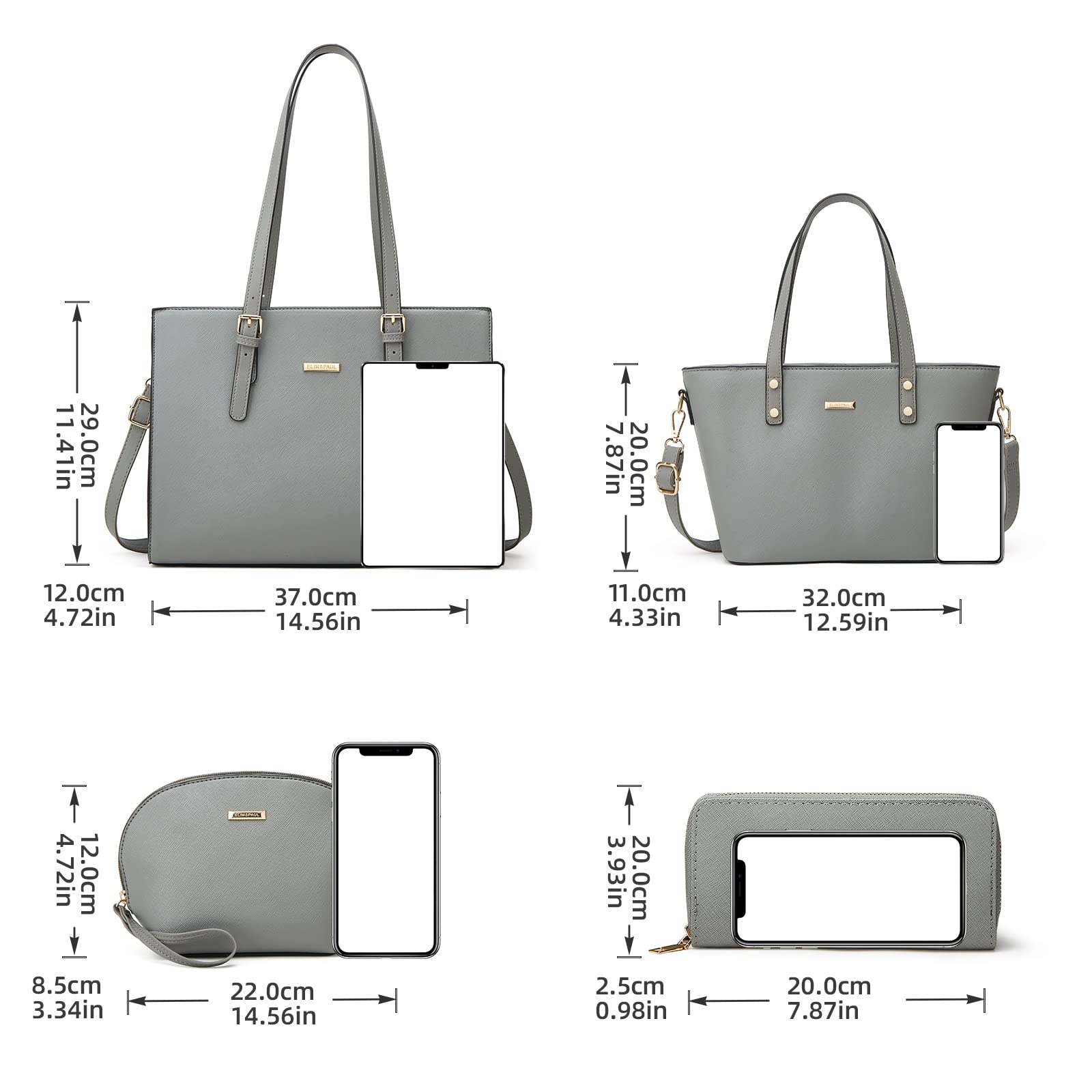 Lovematch Women Fashion Synthetic Leather Handbags Tote Bag Shoulder Bag Top Handle Satchel Purse Set 4pcs