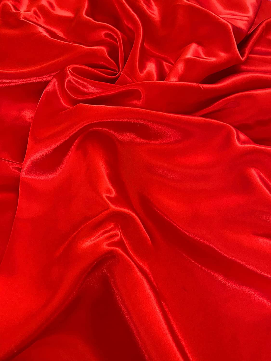 Fancy Textiles Silky Satin Plain Craft Dressmaking Fabric 60'' Wide (2 Meter, Red)