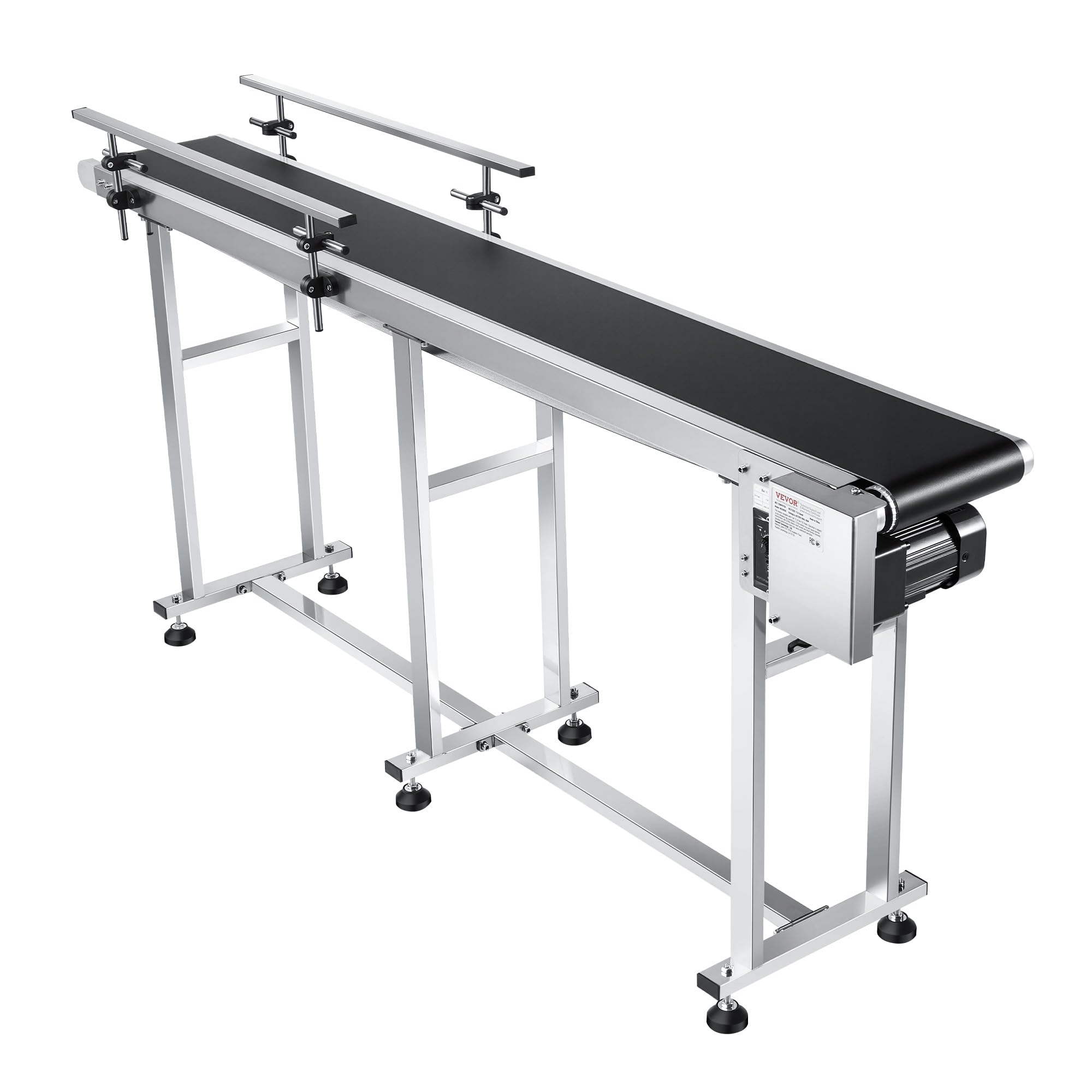 Photo 1 of ***MISSING USER MANUAL*** VEVOR PVC Belt Conveyor 71?x 7.8?, Electric PVC Conveyor 110V Adjustable Automatic Speed, Conveyor Machine with Double Guardrail, in Stainless Steel, Industrial Transport Equipment