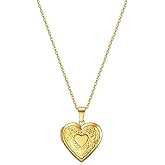 ALRNBY Heart Locket Necklace for Women Non Tarnish Gold Heart Pendant Stainless Steel Jewelry Gift