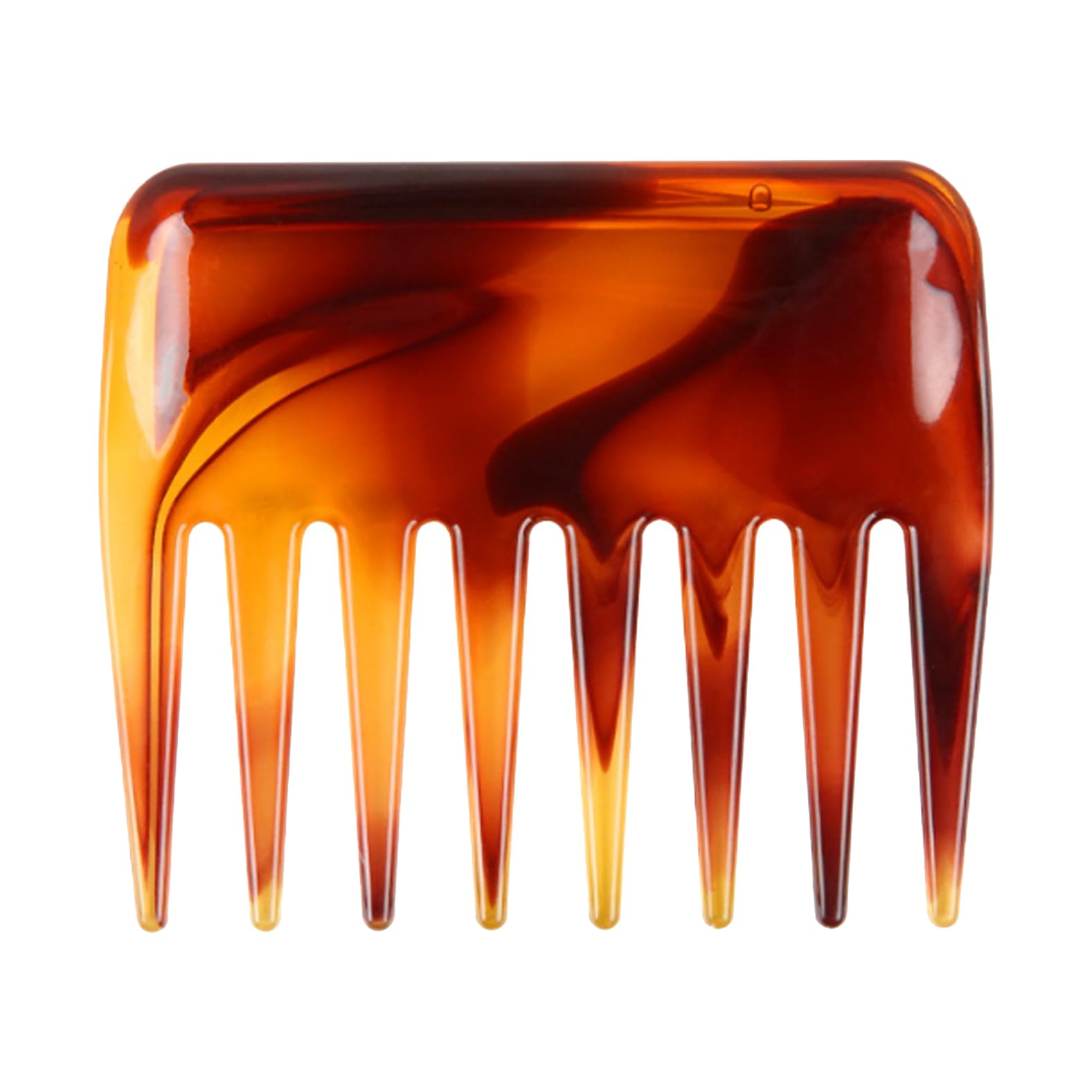 Mens Streaker Hairdressing Comb, Pocket Size Detangling Hairstyling, Texture Gel With 8 Wide Rounded Teeth for Slickback Shaping Wet Pick Long Short Curly Beard Hair Barber Salon (Amber)