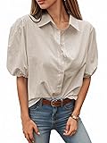 Tankaneo Women's Button Down Shirts Short Puff