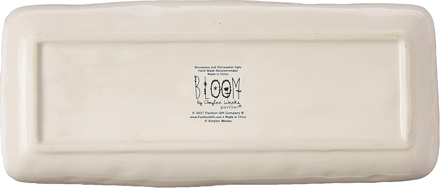  | Pavilion Gift Company Family is Everything Floral Butterfly Long Serving Tray Dish, Multicolor: Serving Trays