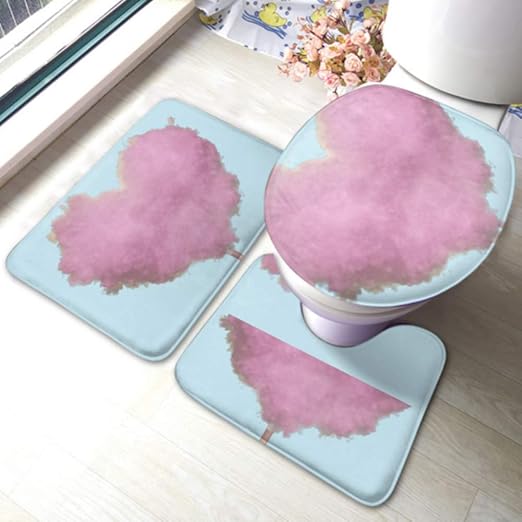 Amazon Com Lweag Toilet Rug Set 3d Rendering Heart Shaped Pink Cotton Non Slip Bathroom Rug Mat Sets Toilet Pad Cover Bath Mat And Toilet Lid Cover Home Kitchen