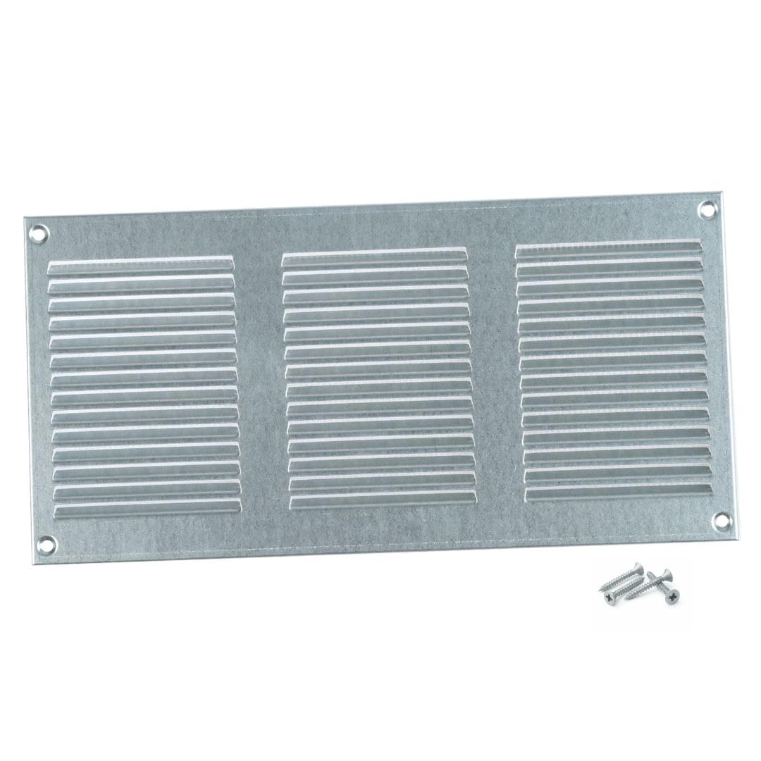 Steinberg14 Galvanised Steel 300x150mm Air Vent Cover with Insect Mesh - 12x6 inch Ventilation Grille - Air Vent Register for Walls and Ceilings - Ventilation Cover for Outdoor and Indoor