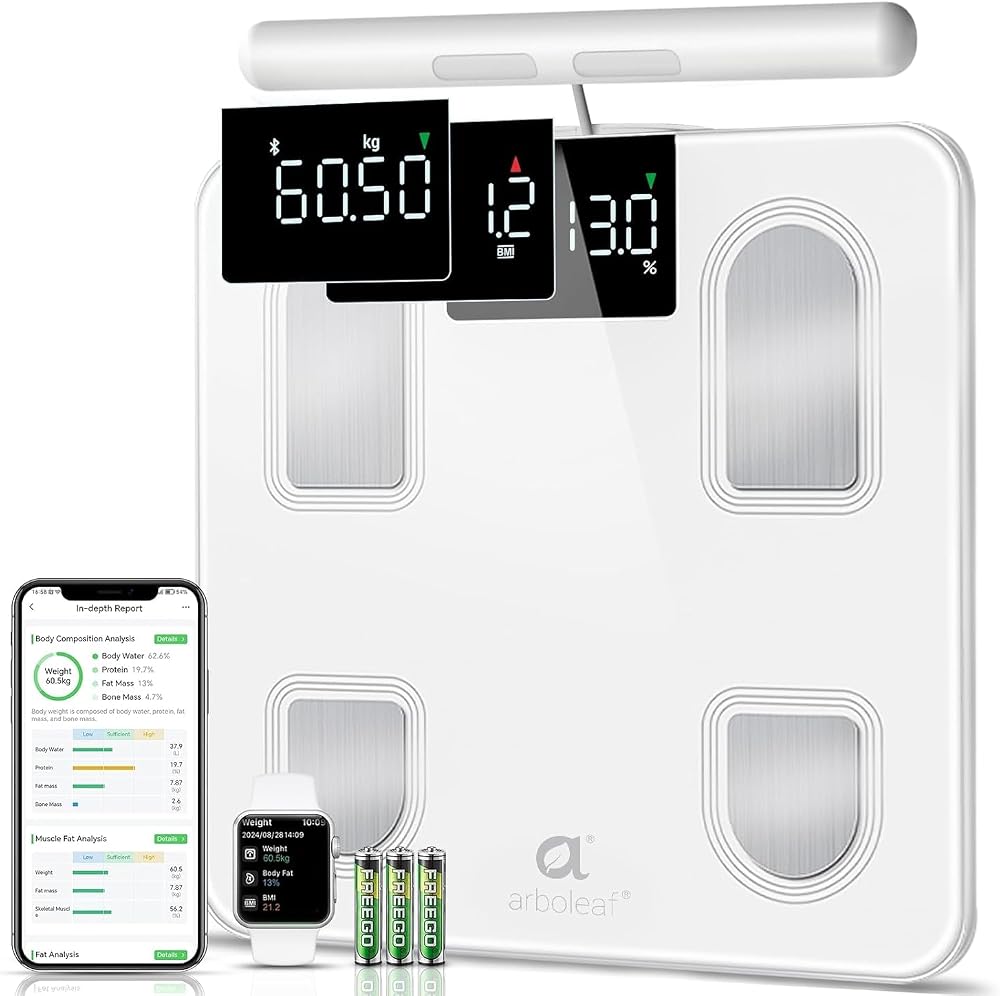 arboleaf Smart Scale 8-Electrode Body Composition 26 Metrics 180kg/400lb