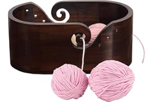 JasCherry 11.22x6.1x4.72 Inches Dual-Sided Walnut Yarn Bowl, Reversible Knitting Bowl for Crochet, Wood Bowl/Holder for Knitt