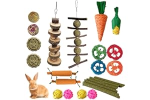23 Pcs Bunny Guinea Pig Hamster Toys Hamster Rabbit Chew Toys Cage Accessories for Rabbit Guinea Pig Chinchilla Apple Wood St