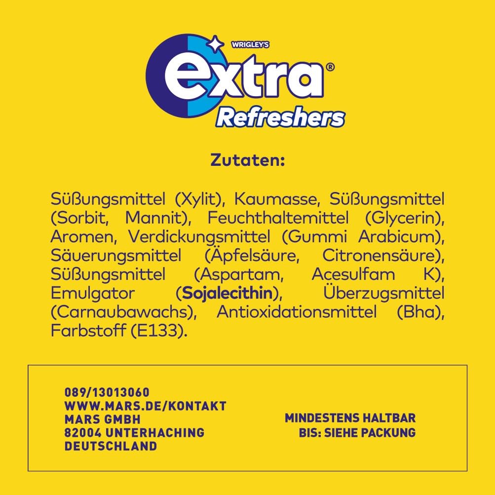 Extra Refreshers Kaugummi zuckerfrei, Tropical Gum, 12 x 8 Dragees, Großpackung Chewing Gum, Xylitol Kaugummi ohne Zucker (96 Dragees) 3