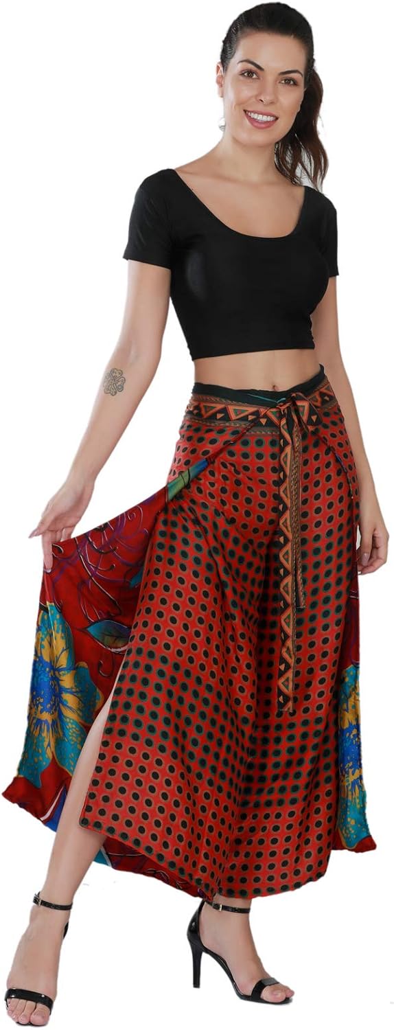 Wevez Pack of 3 Bohemian Hippie Gypsy Print Casual Wrap Pants: Clothing