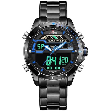 Naviforce State of The Art Blue Highlight Analog Digital Multi Function Wrsit Watch with Free Bracelet for Men & Boys(NF9133 B/B/BE).