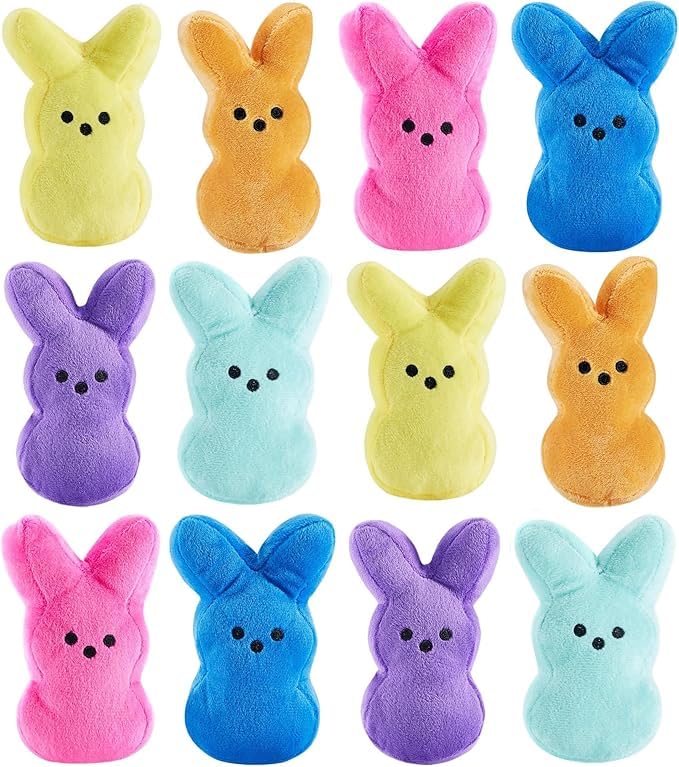 BOMBPARK 12PCS Cute Bunny Plush Toys,Easter Basket Stuffers Toys for Kids,Bunny Stuffed Animals,Easter Party Favors Gift for Girls Boys