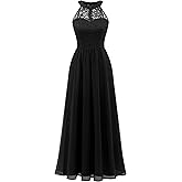 Wedtrend Women's Formal Dress, Halter Long Prom Dress Floral Lace Bridesmaid Dresses