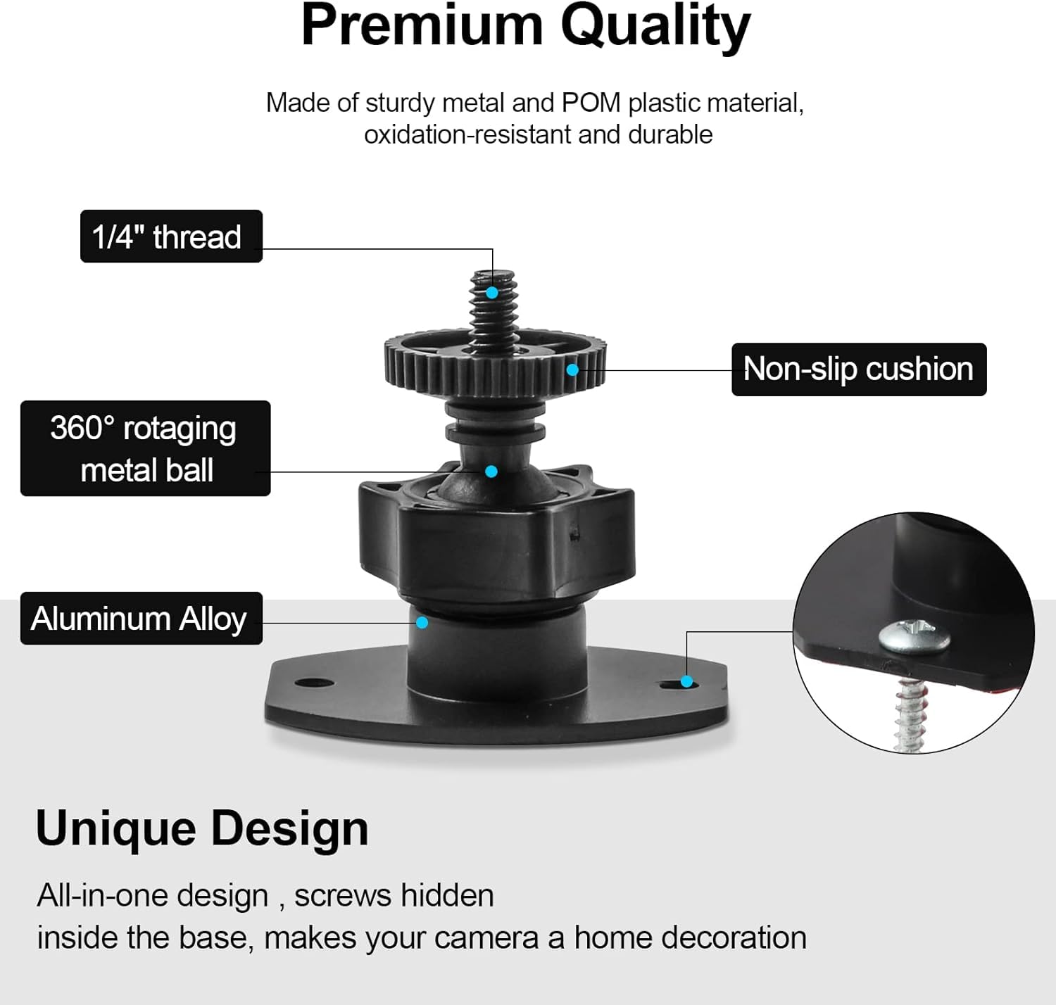 Wall Mount 1/4 Screw Mini Tripod Stand Holder for Valve Index/HTC Vive/Vive PRO Base Station-Equipped with Strong Double- Sided Adhesive and Screw Set-Drill or Adhensive at Your Own Choice