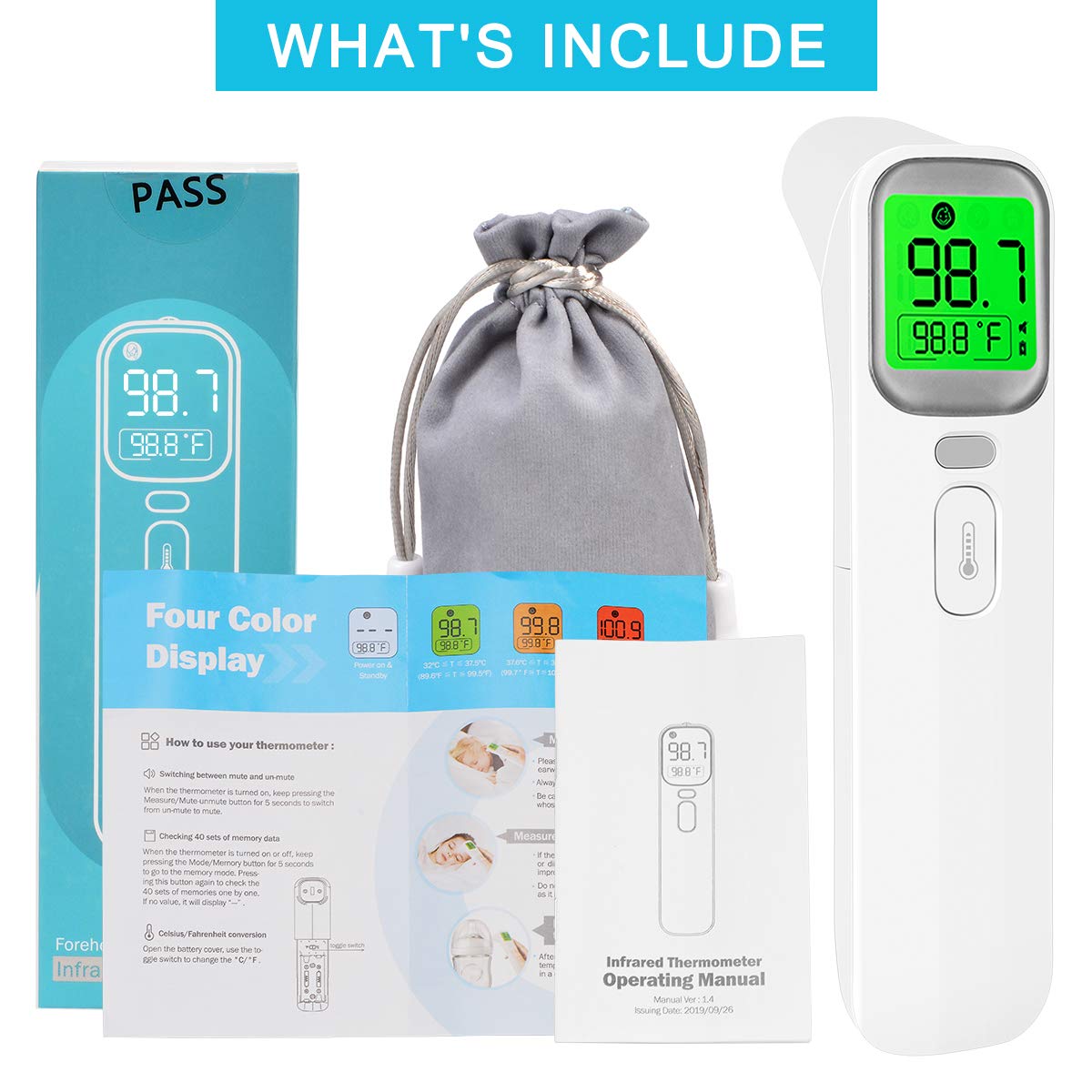 Infrared Thermometer for Adults Forehead Ear Thermometer with Fever Alarm Digital Thermometer for Babies,Children,Adults Indoor and Outdoor Use: Industrial & Scientific