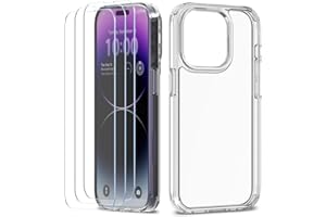 XClear for iPhone 14 Pro Max Phone Case Screen Protector [Premium Bundle] [Military Grade Drop Tested] [Not Yellowing Bumper] - Clear Case + 3 Pack Tempered Glass (2022/6.7inch)