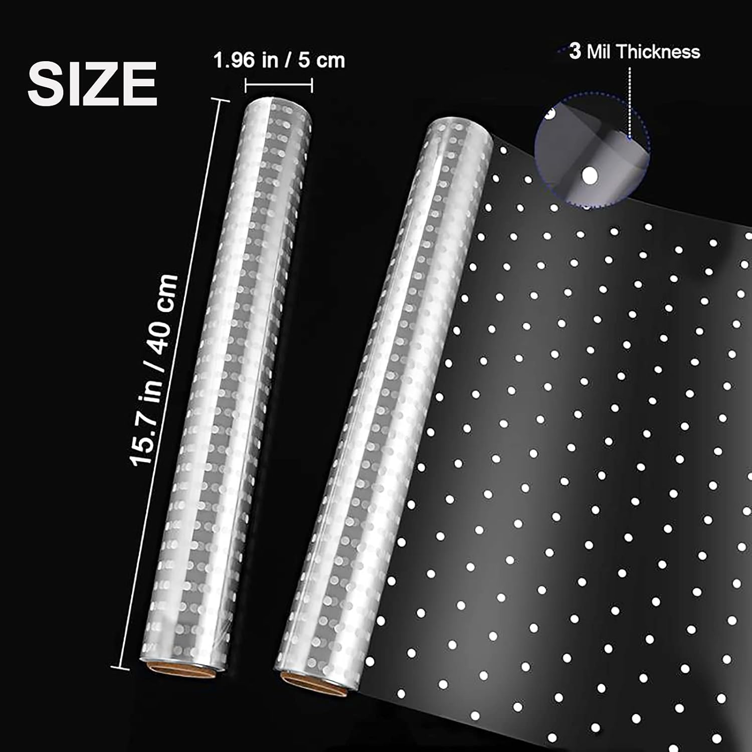 Cellophane Wrap Roll Unfolded Width 16 inch x 100 Ft White Dot Florist Paper Wrapper 3 Mil Thicken Long Film Gift Wrappings for Flowers,Basket,Food,Packing Paper: Everything Else