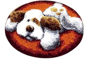 MGahyi Latch Hook Kit, DIY Crochet Yarn Kits, 19 x 19 inch Puppy Dog Rug Making Crafts for Kids Adults and Beginners(1 Pack)
