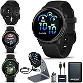 Garmin vivoactive 6 GPS Smartwatch with AMOLED Display, Slate | Advanced Health and Fitness Features, Up to 11 Day Battery, Energy Monitoring, Sleep Coach | with Signature Series Power Bundle