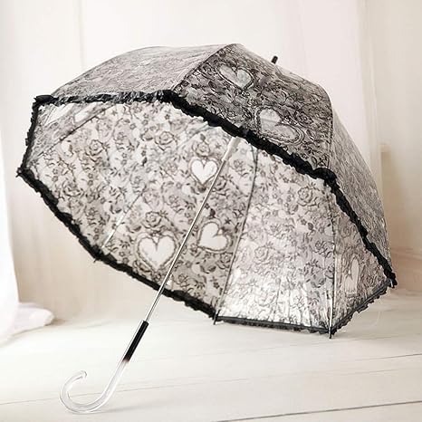 Amazon 透明な傘 長傘 ジャンプ傘 おしゃれ ドーム型 高強度グラスファイバー採用 梅雨対策 バブルアンブレラ 女用の傘 頑丈な かわいい レース Merryhome 長傘 通販