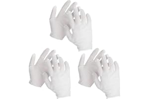 DSLSQD Cotton Gloves, 3 Pairs White Cotton Gloves for Dry Hands Moisturizing Eczema, Washable Cotton Gloves for Men and Women Guard Parade Jewellery Film Photo Coin Inspection Hand Spa (Medium)