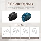 SWEET VIEW Silk Bonnet Silk Hair Wrap Sleeping Cap Black Peacock Blue 2 Pack view 5