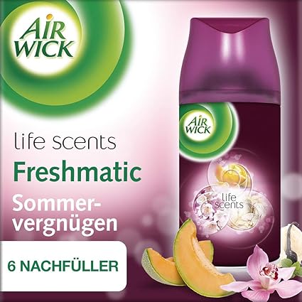 Air Wick Freshmatic Max Nachfüller für automatisches Duftspray, Sommervergnügen, 3x2 Stück (6 x 250 ml)