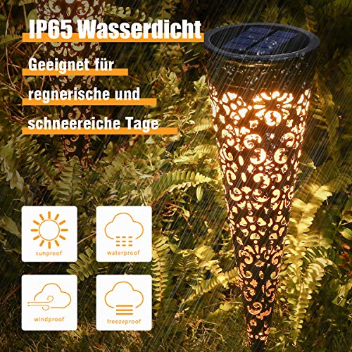Görvitor Tuinverlichting op zonne-energie, metaal, 2 stuks, voor buiten en tuin, warmwit, tuinverlichting, IP65… - Afbeelding 7