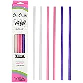 CharCharms Replacement Straws for Tumblers - Pack of 6 Glitter Plastic Straws for 40oz Tumbler with 10mm Diameter, BPA Free, 12'' Reusable Cup Straw, Dishwasher Safe Straw - Pink, Purple & Clear