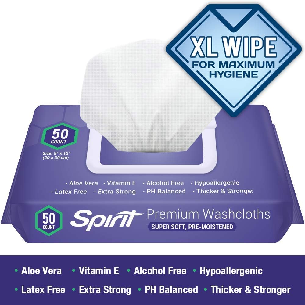Healthy Spirit Disposable Washcloths 250 Count - Adult Wipes Extra Large, Adult Wipes for Incontinence & Cleansing, 8"x12", 250 Count, White: Health & Personal Care
